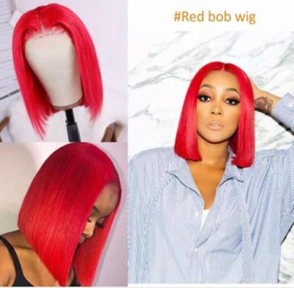 Cheveux humains lisses couleur rouge